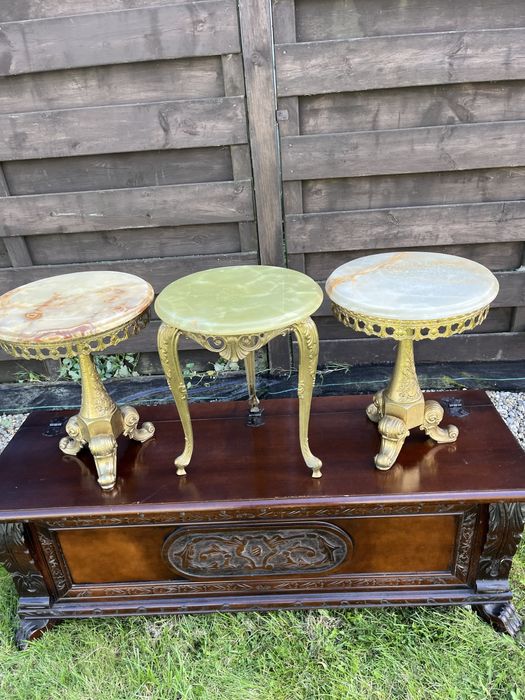 Вінтажний Столик підставка бронза онікс