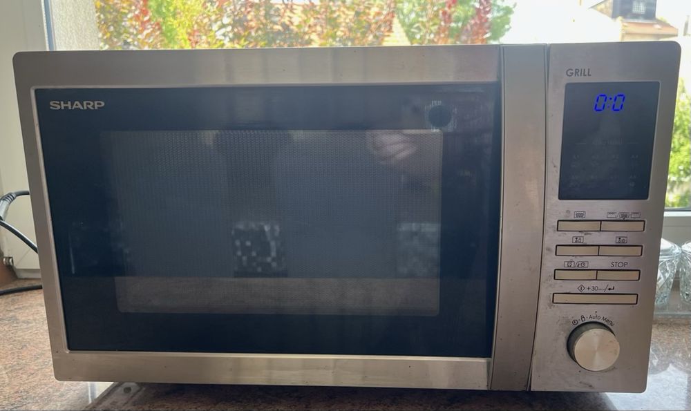 Sharp R722STWE, Blat, Mikrofalówka Solo, 25 l, 900 W, Wbudowany wyświetlacz, Przyciski, obrotowy