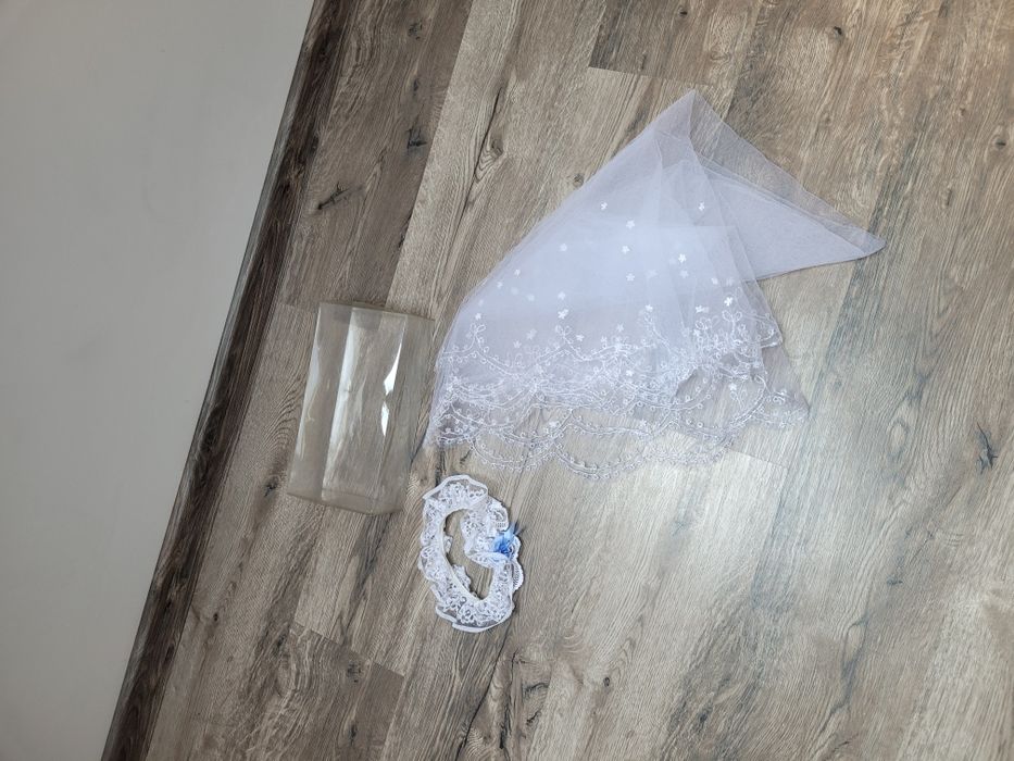 Welon ślubny + podwiązka jak nowe