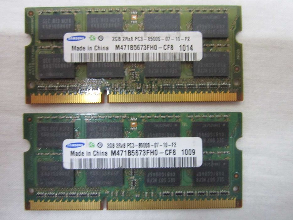 Оперативная память ОЗУ DDR3 4GB (2+2) Samsung 2Rx8 PC3-8500S So-Dimm