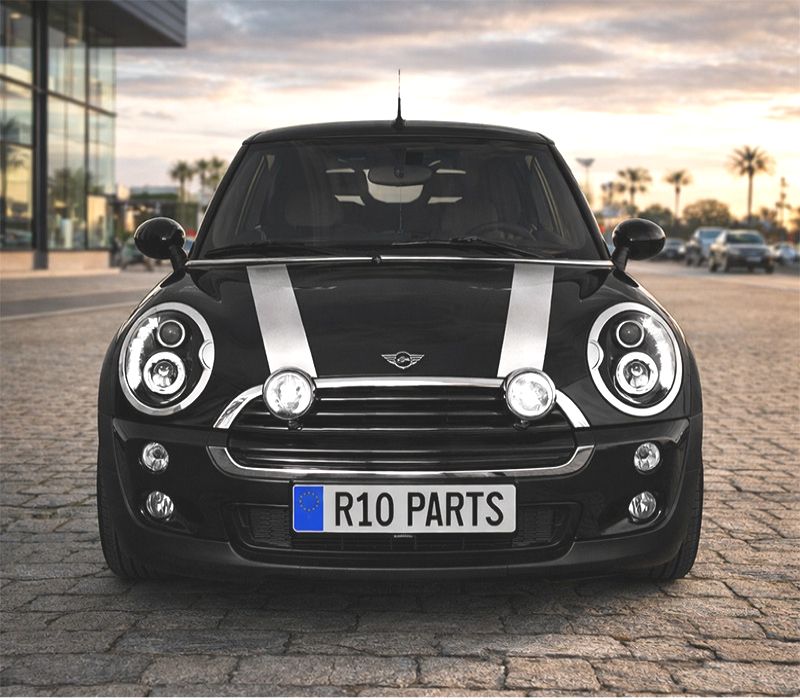 CONJUNTO DE FARÓIS MINI COOPER R50 R52 R53 DAYLIGHT LED PRETOS CROMADOS