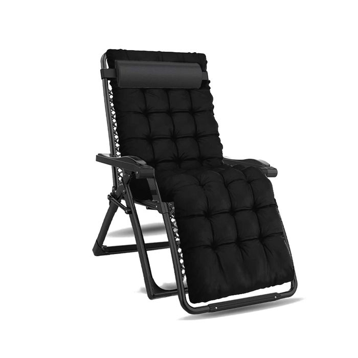 Leżak Składany Zero Gravity czarny ogrodowy lekki z poduszką regulacją