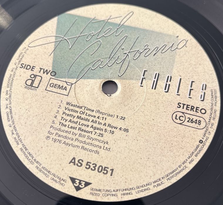 Eagles - Hotel California (Winyl, NM, Album, Germany, LP, Reissue, Gatefold)