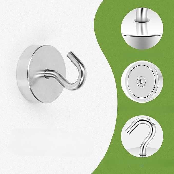 Haczyki magnetyczne, magnesy neodymowe, uchwyt magnetyczny (10 sztuk)