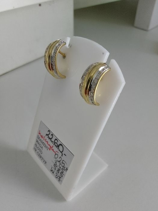 Złote kolczyki wkrętki z diamentami złoto 585    443