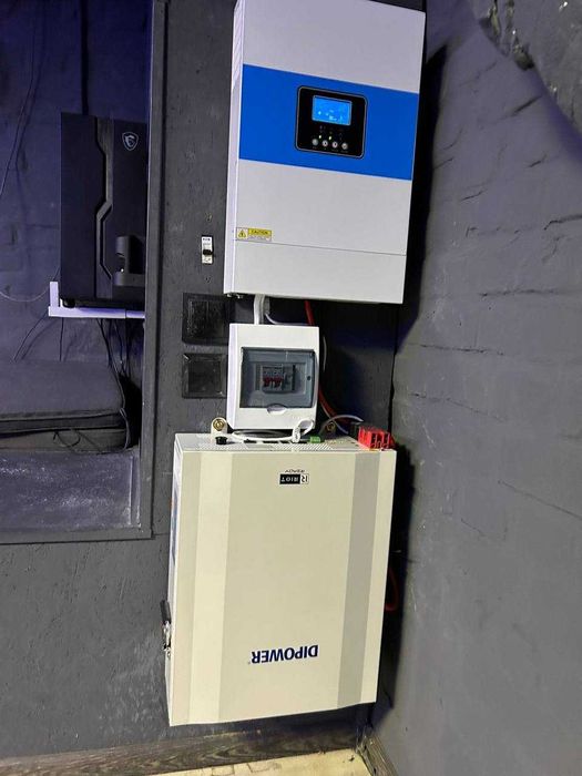 ‼️УСТАНОВКА‼️ инвертор 5кВт WiFi + аккумулятор 48v 100A 5.1кВт станция