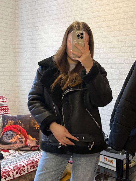 Чорна дублянка авіатор