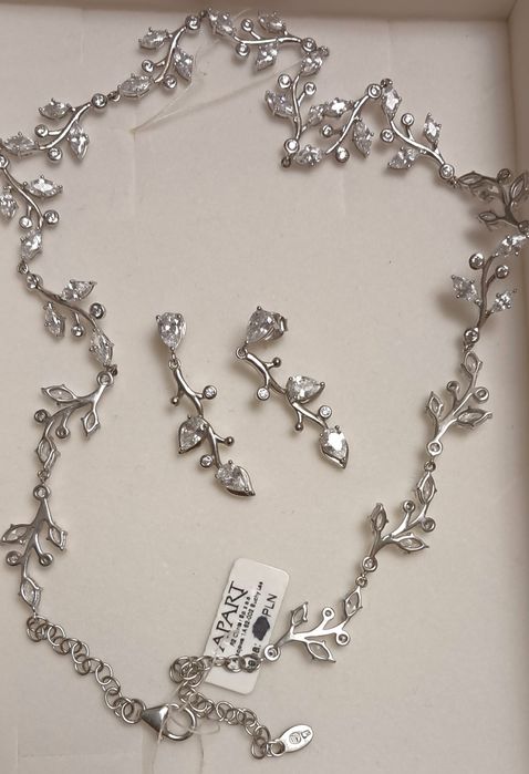 Zestaw srebrny naszyjnik + kolczyki APART Próba 925