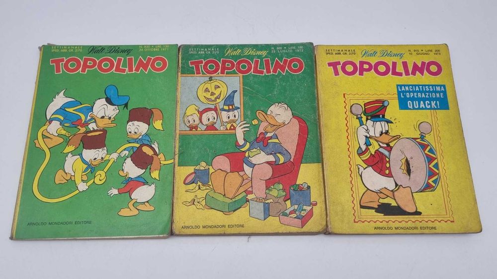 3x Walt Disney Topolino Kaczor Donald Włoski komiks z 1971 72 i 73 r