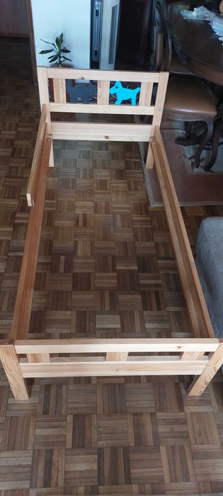 Cama criança c/estrado ripas, faia, 70x160 cm + Colchão de espuma