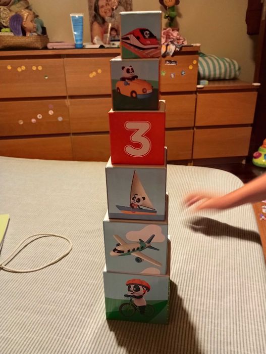 Livros Panda + cubos encaixar