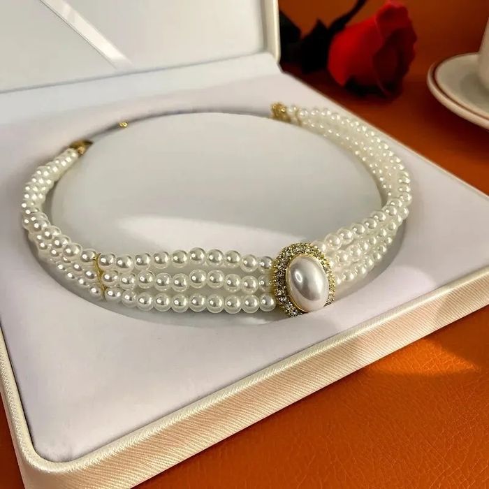 Чокер з перлинами, кольє жіноче, намисто буси, трендовий ланцюжок