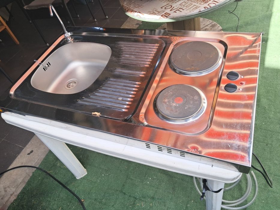Zlewozmywak z kuchenką elektryczną ceramiczną pompa wody kempingowy