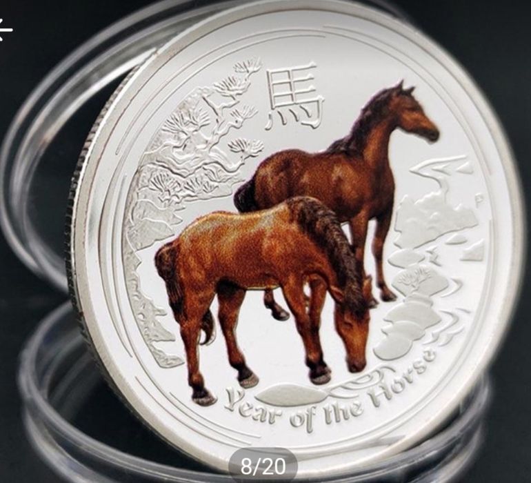 Сувенірна посріблена монета "Рік коня" серії Східний календар. 1 дола