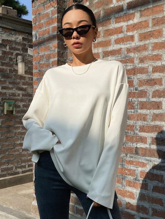 Bluzka Długa Prążkowana Oversize Casual Dazy S 36