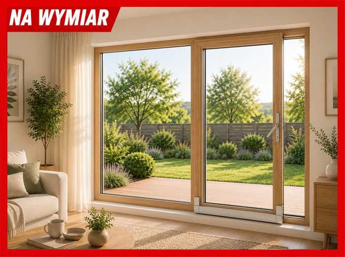 Drzwi Tarasowe Balkonowe PSK 250x200 cm Turner Oak | Na Wymiar | Nowoczesne Okno Balkonowe | Duże Przeszklenie do Domu i Ogrodu <<