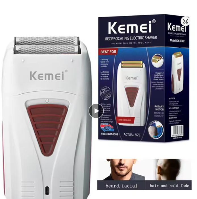 Kemei Golarka elektryczna akumulatorowa do włosów brody dla meżczyzn