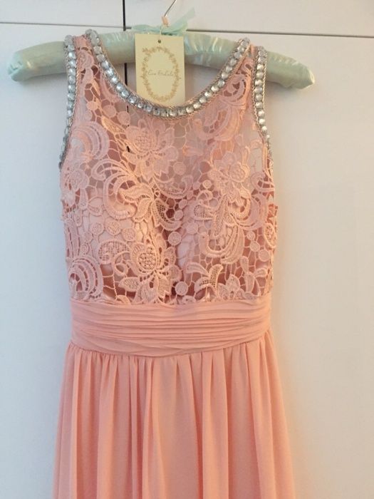 Suknia sukienka długa koronka S kryształki diamenty wesele Eva&Lola