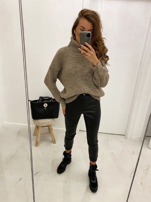 HIT BLOGEREK nowy SWETER klasyczny MOCCA roz uniwersalny