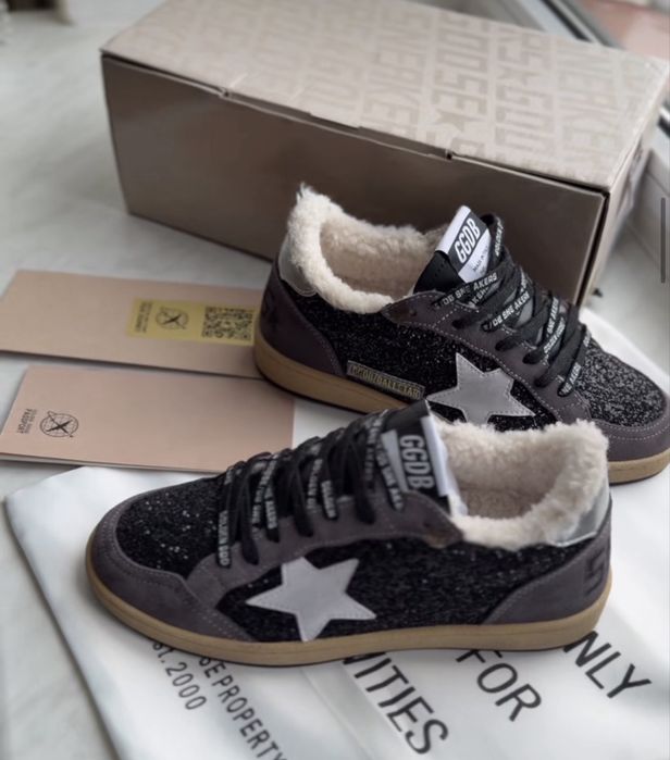 Кеди Golden Goose black grey premium Winter голден гус кеди