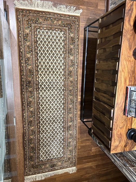 Tapete oriental indiano, em pura lã feito à mao,original,lavado.201x73