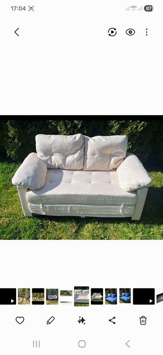 Sofa beżowa z funkcją spania