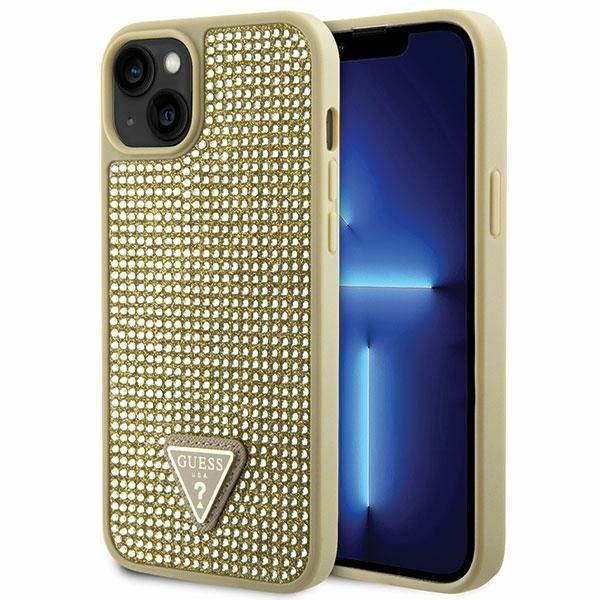 Guess Futerał Do Iphone 13 / 14 / 15 (Rhinestone Triangle) Złoty