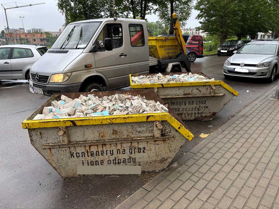 Kontener na GRUZ mały lub duży, wywóz gruzu, mulda na gruz lub inne odpady