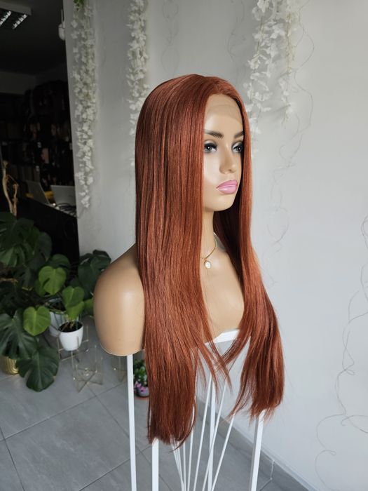 Długa ruda peruka premium Inka lace front naturalny efekt