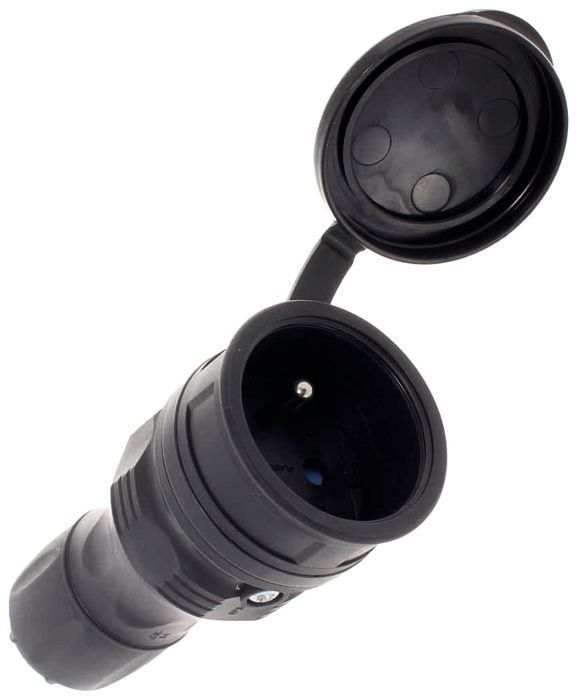 Gniazdo Gumowe 2P+Z, 16A Extrem Ip54 Czarne Kel
