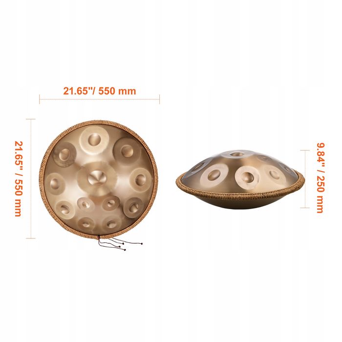 VEVOR handpan 55 cm 12 nut d-moll bęben ręczny instrument perkusyjny