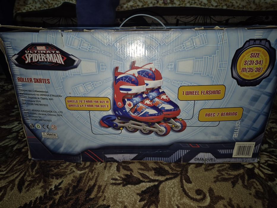 Ролики Spider man размер 35-38