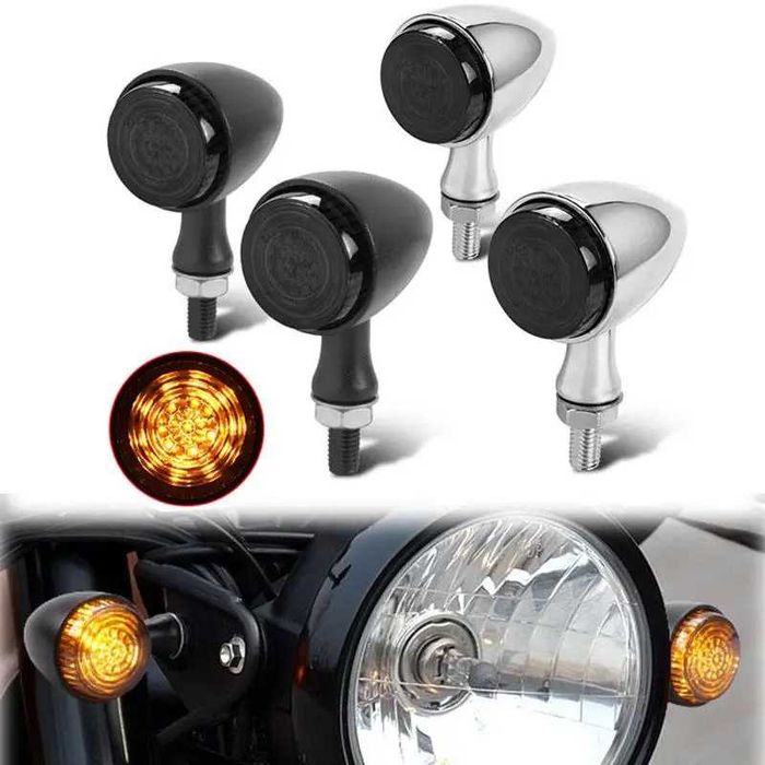 Par de Piscas Bala LED Alumínio Lente Escurecida