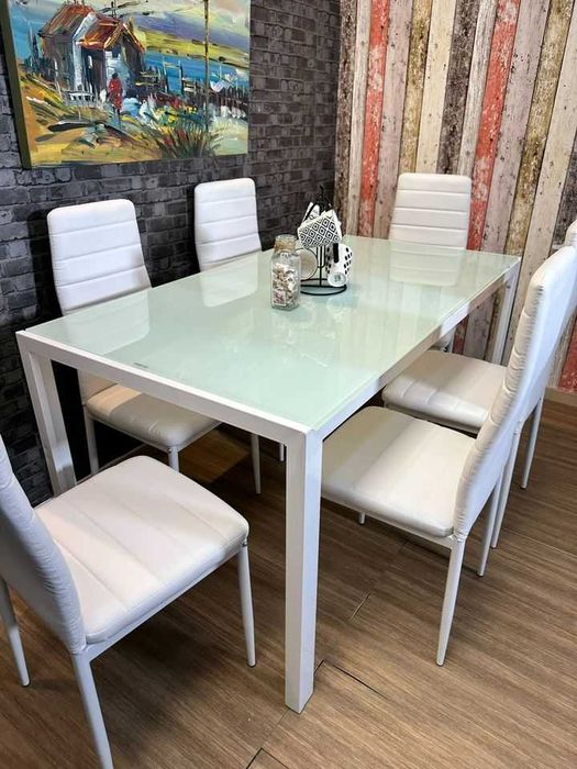 Mesa de jantar branca com 6 cadeiras - ENTREGA GRATUITA!