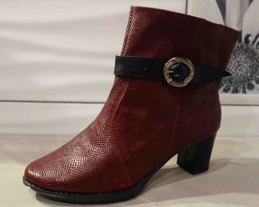 BOTKI bardzo szerokie w kostce cholewce bordo 42