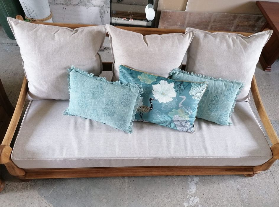 Meble dębowe tarasowe, na zewnątrz komplet, sofa, kanapa, fotel, piękn