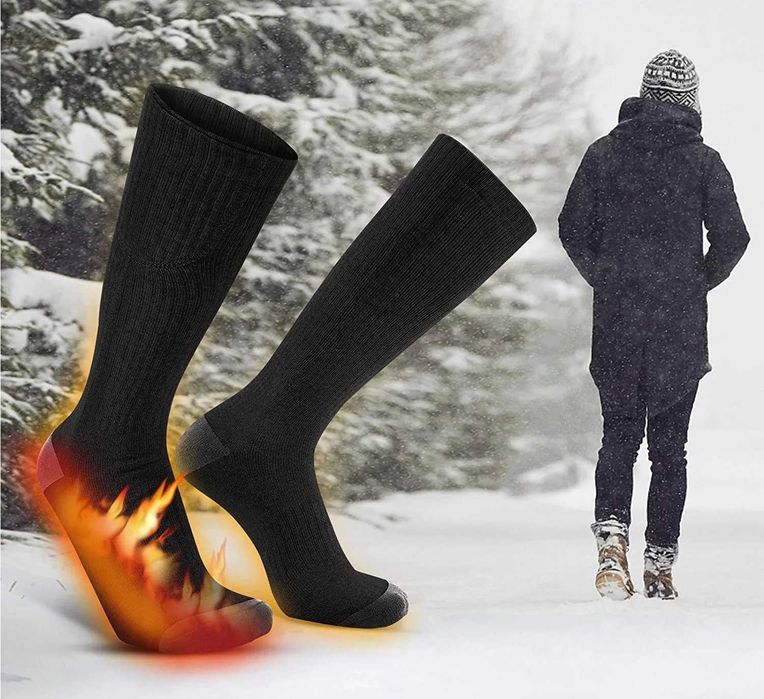 Podgrzewane skarpety elektryczne getry bawełniane czarne