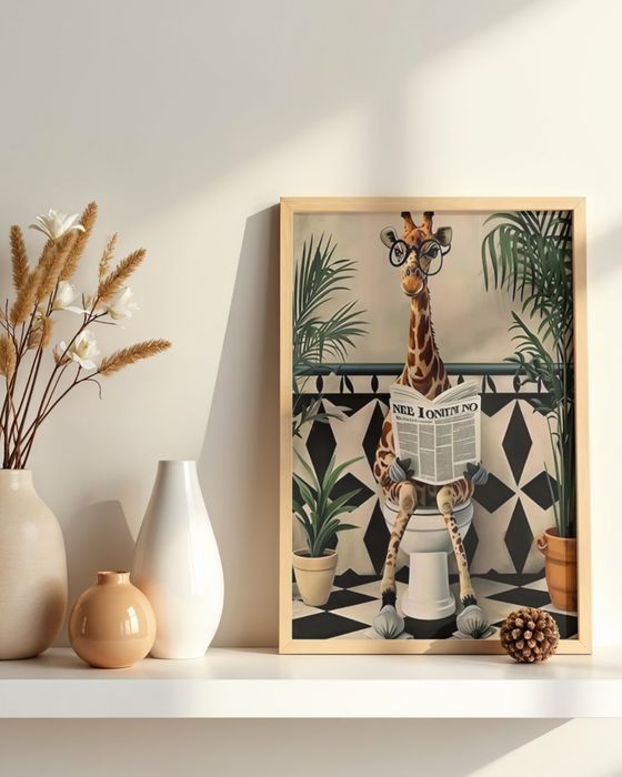 Plakat na płótnie 30x40 cm duży śmieszna żyrafa zabawny wc łazienka