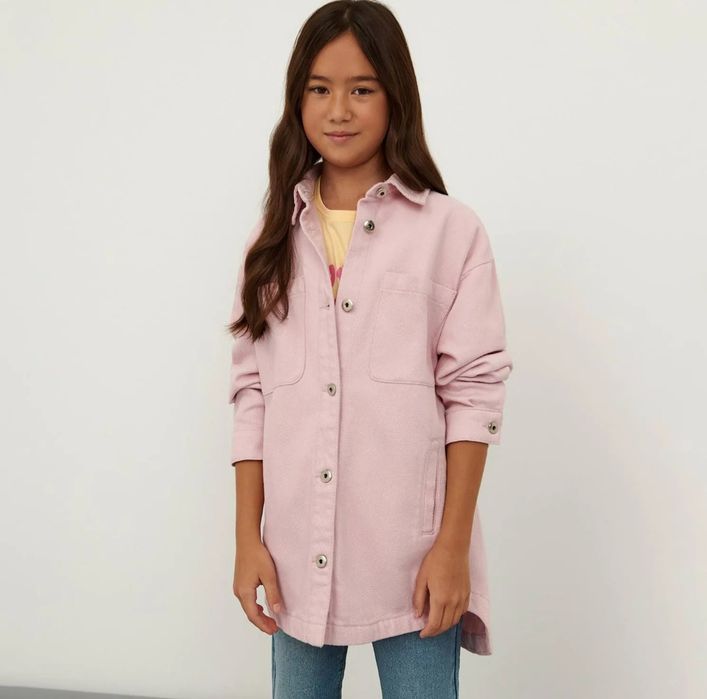 Nowa kurtka koszulowa oversize 134 dziewczynka wiosenna jesienna