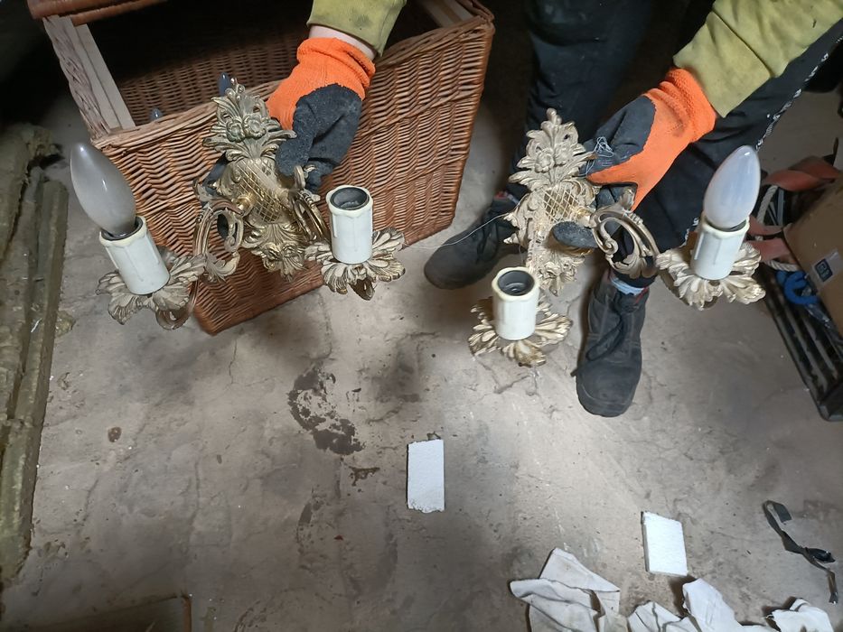 Żyrandol + 2 kinkiety (mosiężne)