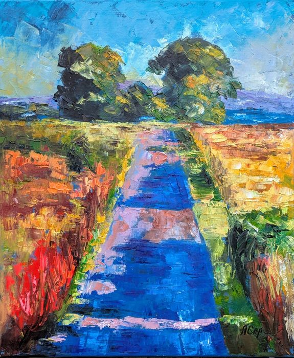 Quadro pintado á óleo, 55x46 cm