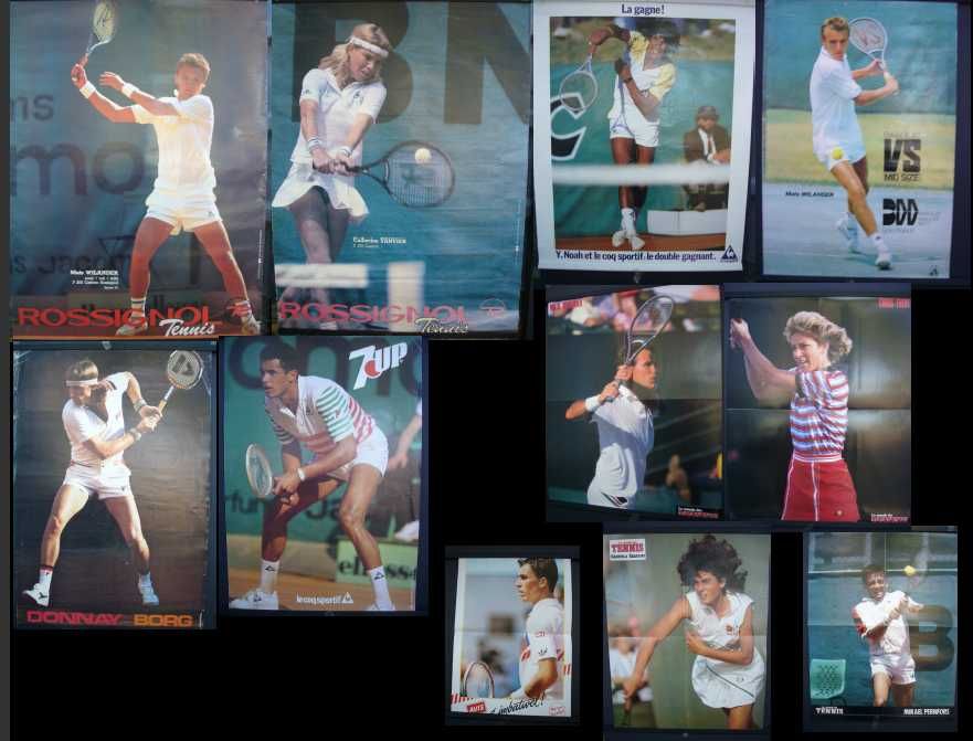 Poster de ténis - anos 80 - Yannick Noah – Le coq sportif/7up