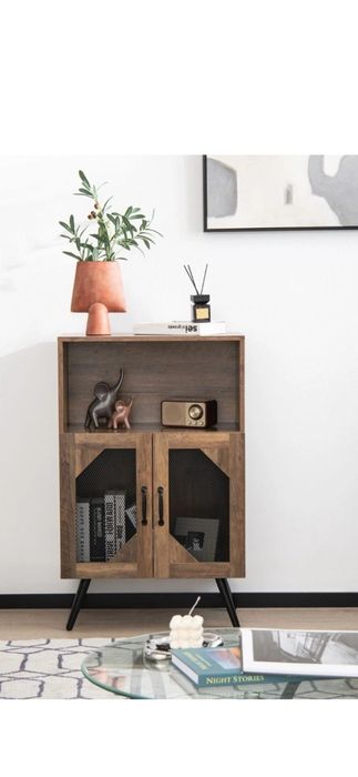 Szafka na wino w stylu industrialnym rustykalny brąz