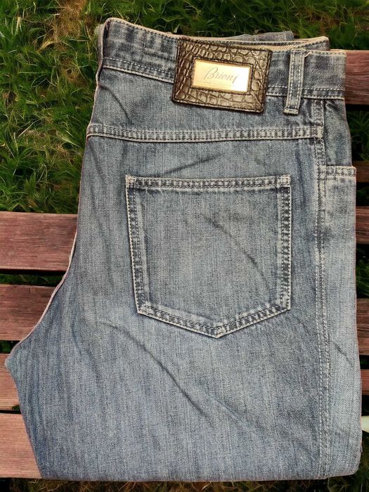 Brioni джинсы прямого кроя с отделкой из кожи крокодила