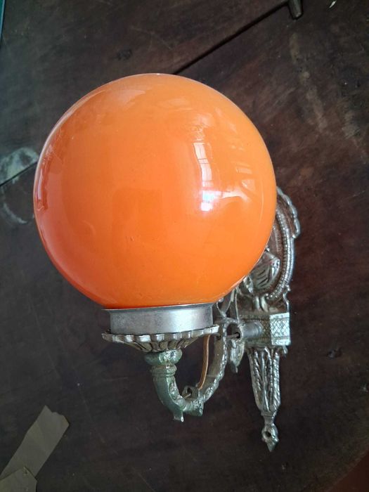 Candeeiros Vintage em metal com globo laranja - anos 60 | Parede e mesa