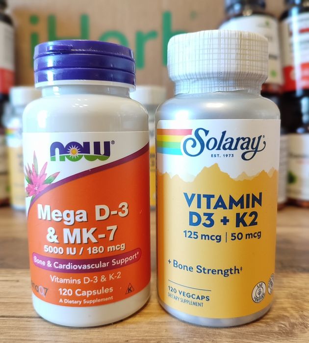 Витамин D3+K2, Solaray,Now Foods