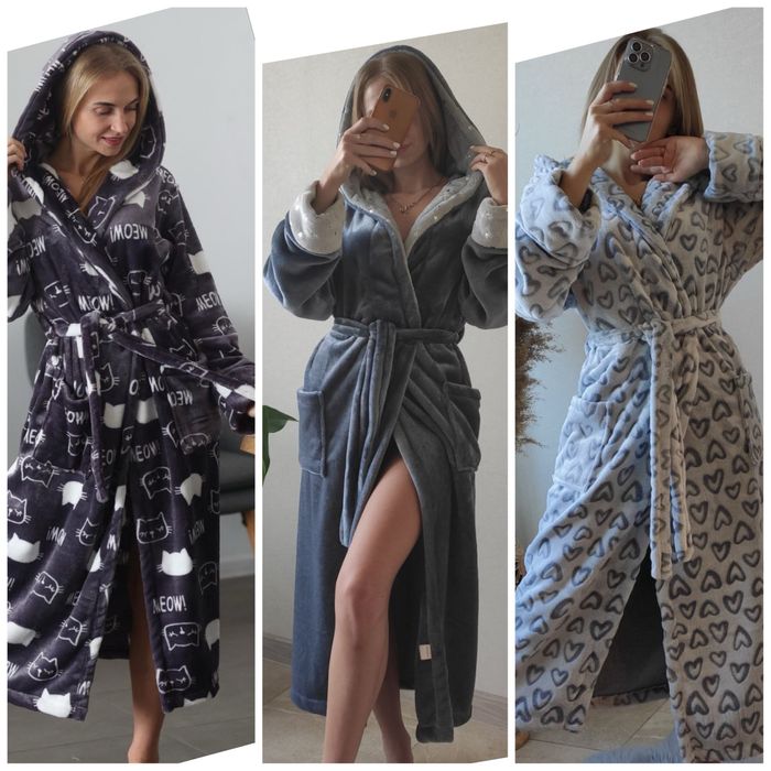 Халат жіночий теплий з капюшоном .