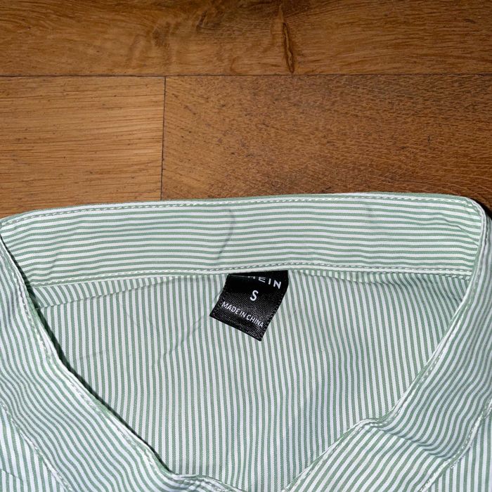 Shein Męska Koszula Krótki Rękaw Elegancka Poliester Paski Rozm. S