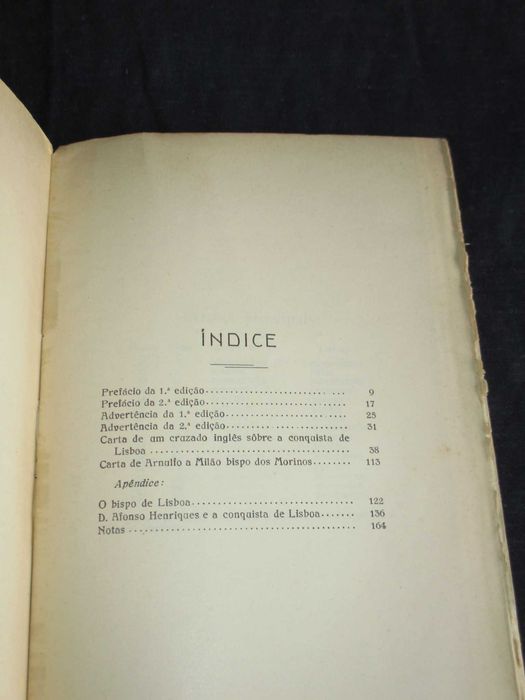 Livro Conquista de Lisboa aos Mouros (1147) 2ª edição 1936