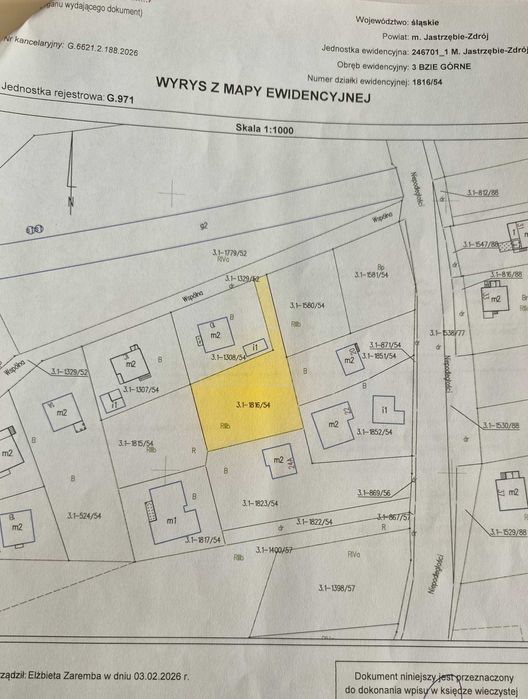 Działka budowlana 1112 m² z kanalizacją – Jastrzębie-Zdrój, Bzie Górne. - Widok 2